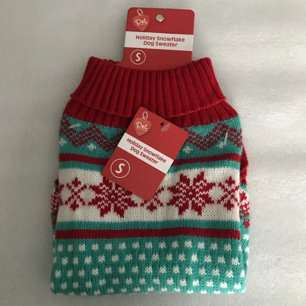 Pet Central Holiday Snowflake Dog Sweater NEW Size S